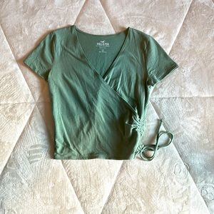 Green Hollister faux wrap short sleeved baby tee size small